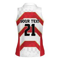 Japan Pacific Rugby 2022-23 Custom Women Sleeveless Polo Shirt Red Sakura Japanese Wave Pattern