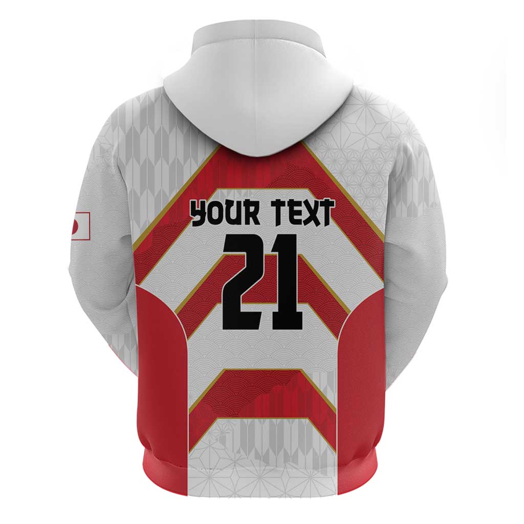 Japan Pacific Rugby 2022-23 Custom Zip Hoodie Red Sakura Japanese Wave Pattern