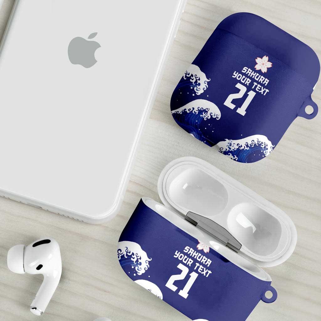 Japan Pacific Rugby Custom AirPods Case Go Sakura Japanese Wave Pattern - Polynesian Pride