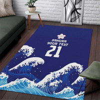 Japan Pacific Rugby Custom Area Rug Go Sakura Japanese Wave Pattern LT9 Blue - Polynesian Pride