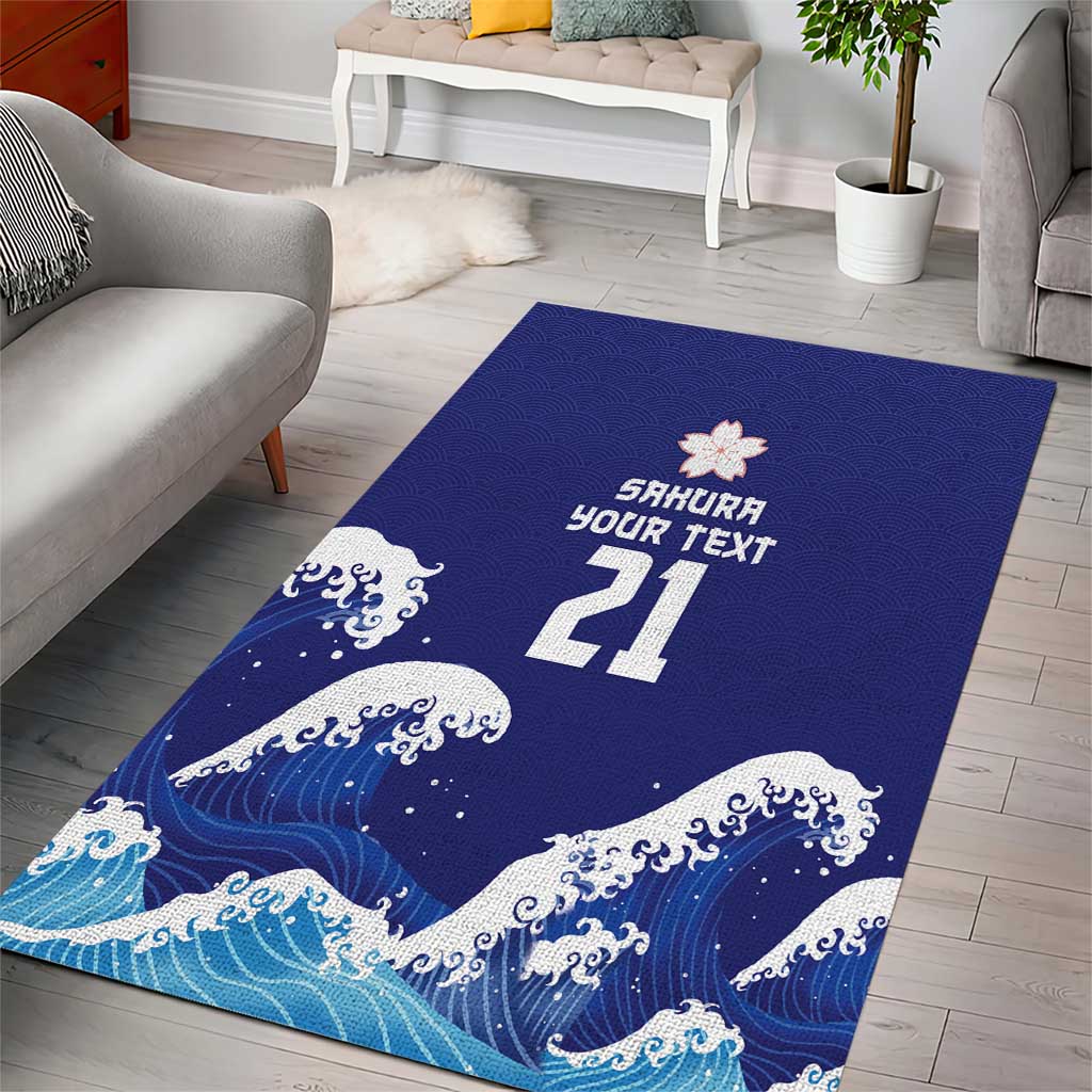 Japan Pacific Rugby Custom Area Rug Go Sakura Japanese Wave Pattern LT9 - Polynesian Pride