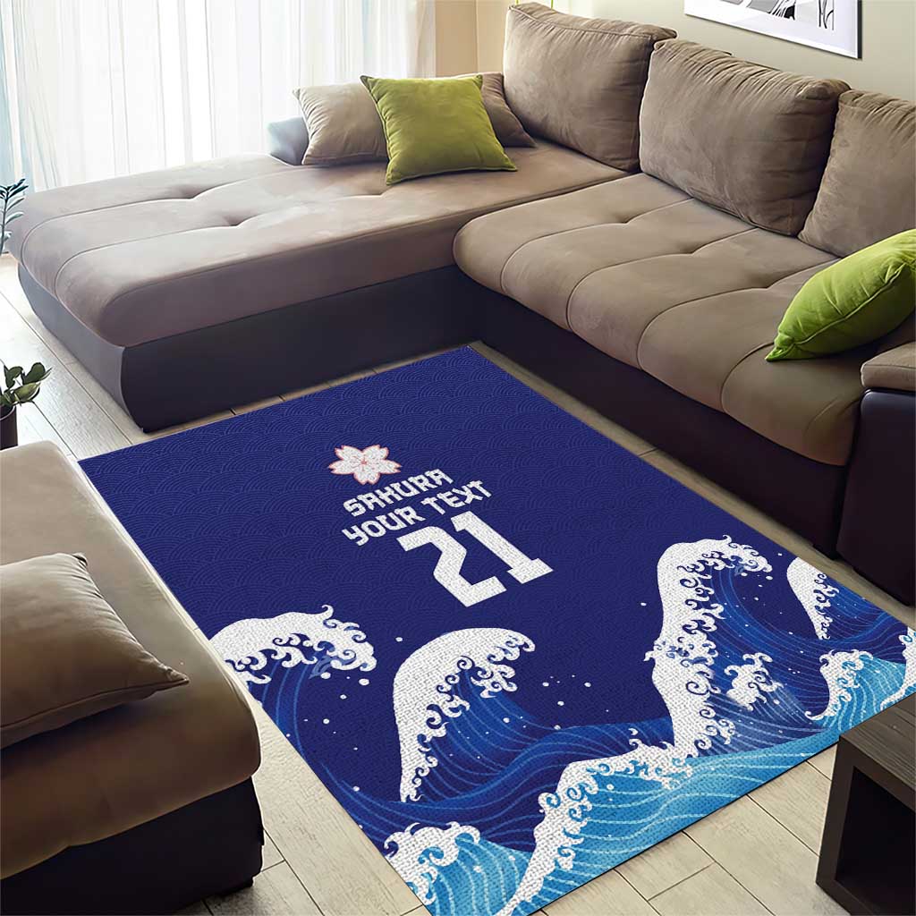 Japan Pacific Rugby Custom Area Rug Go Sakura Japanese Wave Pattern LT9 - Polynesian Pride