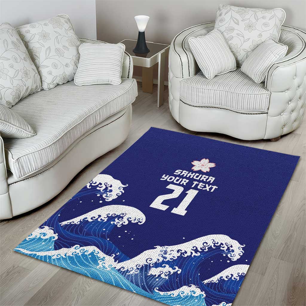 Japan Pacific Rugby Custom Area Rug Go Sakura Japanese Wave Pattern LT9 - Polynesian Pride