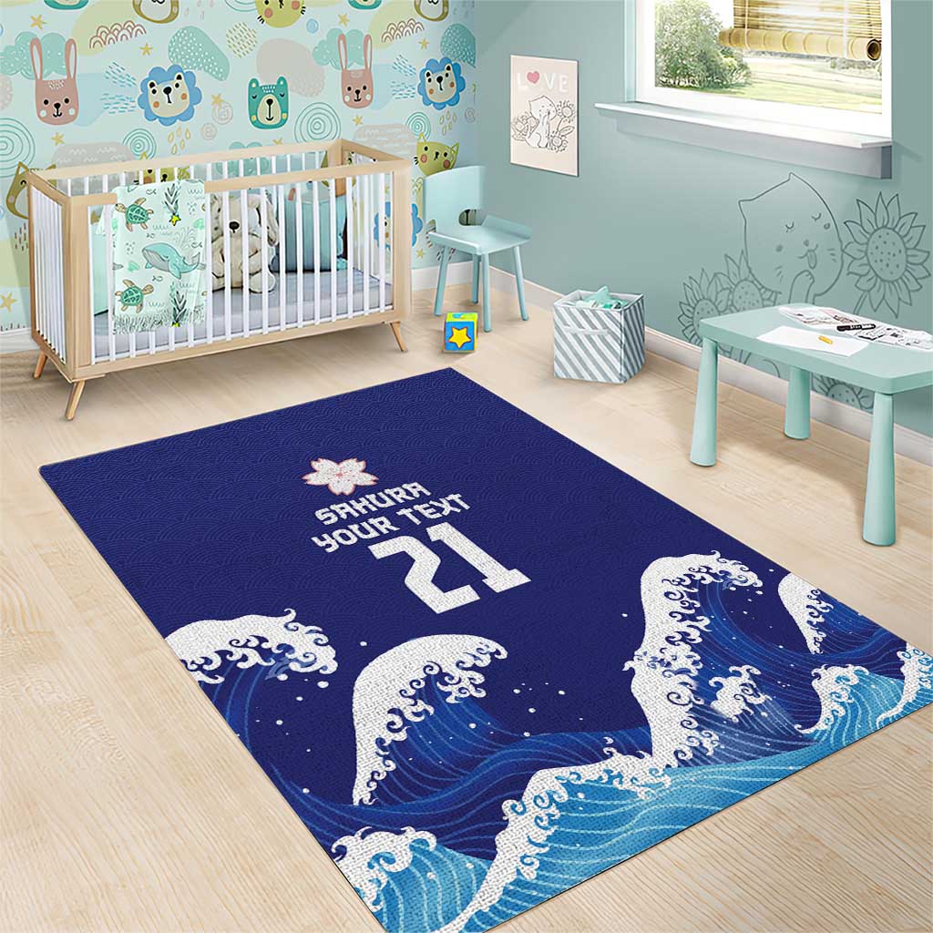 Japan Pacific Rugby Custom Area Rug Go Sakura Japanese Wave Pattern LT9 - Polynesian Pride