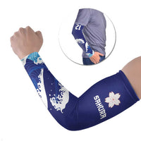 Japan Pacific Rugby Custom Arm Sleeves Go Sakura Japanese Wave Pattern LT9 Set of 2 Blue - Polynesian Pride
