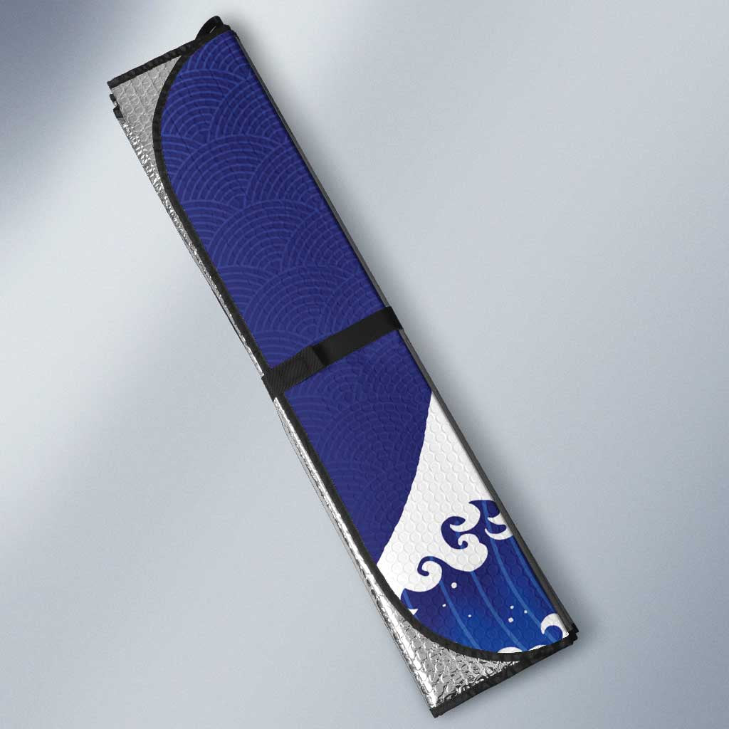 Japan Pacific Rugby Custom Auto Sun Shade Go Sakura Japanese Wave Pattern - Polynesian Pride