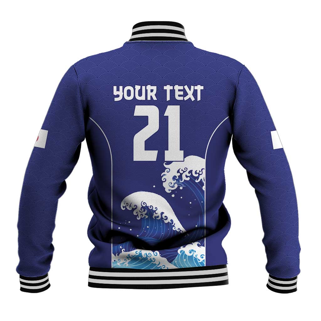 Japan Pacific Rugby Custom Baseball Jacket Go Sakura Japanese Wave Pattern