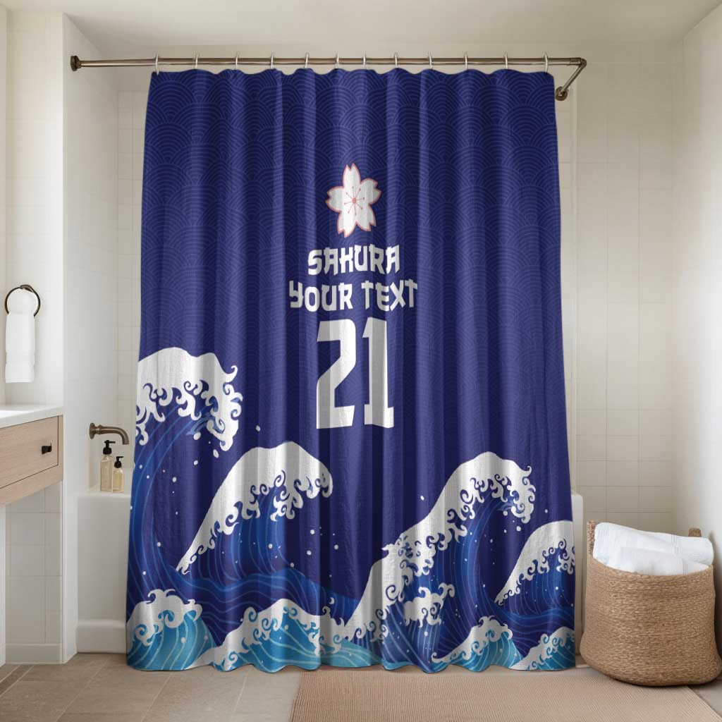Japan Pacific Rugby Custom Bathroom Set Go Sakura Japanese Wave Pattern - Polynesian Pride