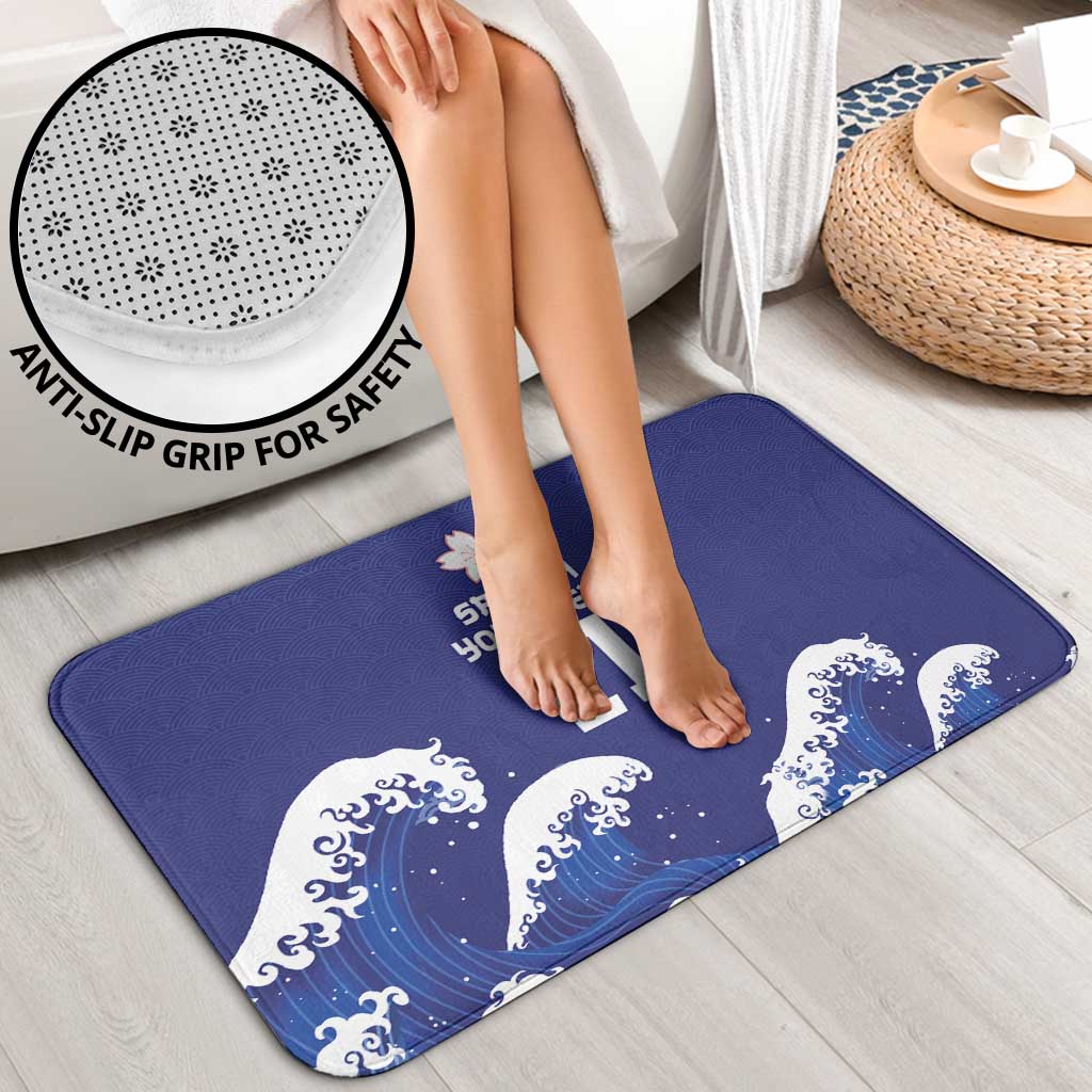 Japan Pacific Rugby Custom Bathroom Set Go Sakura Japanese Wave Pattern - Polynesian Pride