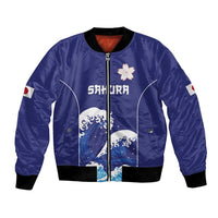 Japan Pacific Rugby Custom Bomber Jacket Go Sakura Japanese Wave Pattern