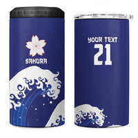 Japan Pacific Rugby Custom 4 in 1 Can Cooler Tumbler Go Sakura Japanese Wave Pattern LT9 One Size: 16 oz Blue - Polynesian Pride