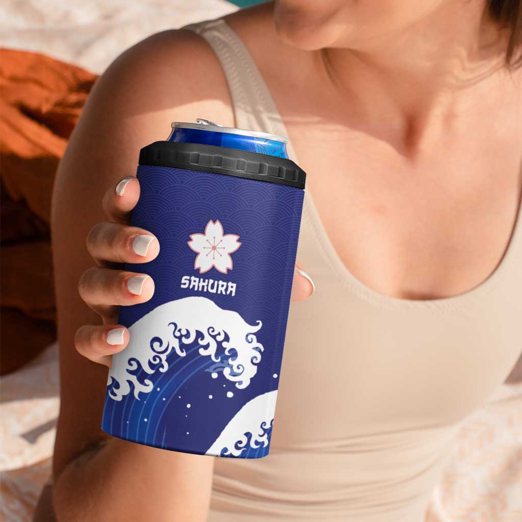 Japan Pacific Rugby Custom 4 in 1 Can Cooler Tumbler Go Sakura Japanese Wave Pattern LT9 - Polynesian Pride