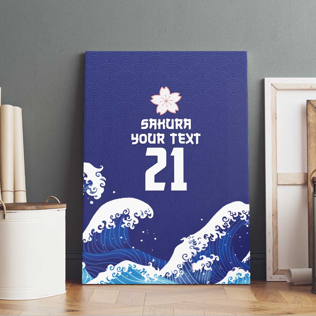 Japan Pacific Rugby Custom Canvas Wall Art Go Sakura Japanese Wave Pattern