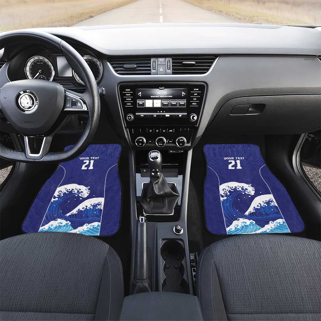 Japan Pacific Rugby Custom Car Mats Go Sakura Japanese Wave Pattern LT9 Set 2pcs - Front Blue - Polynesian Pride