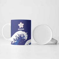Japan Pacific Rugby Custom Ceramic Mug Go Sakura Japanese Wave Pattern - Polynesian Pride