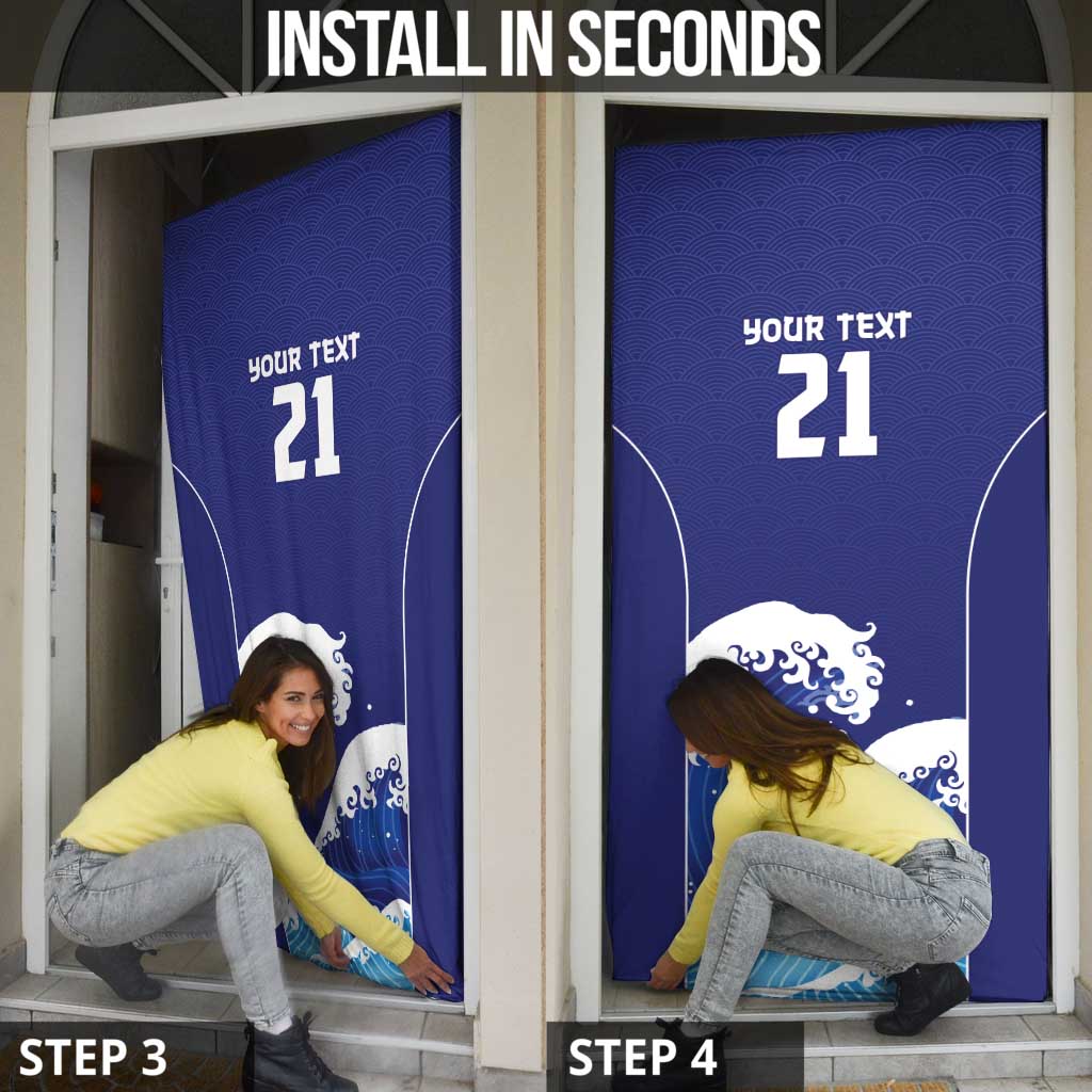 Japan Pacific Rugby Custom Door Cover Go Sakura Japanese Wave Pattern - Polynesian Pride