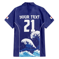 Japan Pacific Rugby Custom Family Matching Puletasi and Hawaiian Shirt Go Sakura Japanese Wave Pattern