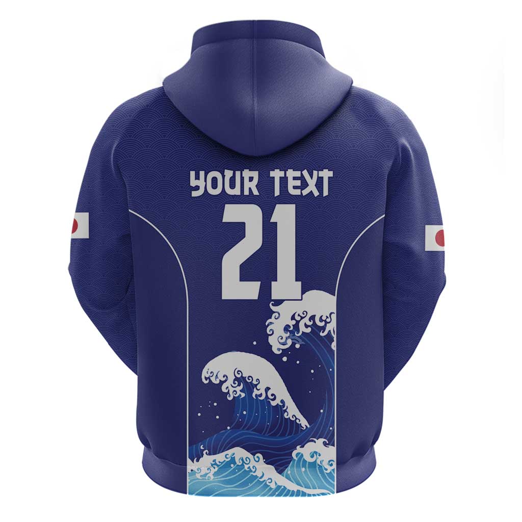 Japan Pacific Rugby Custom Hoodie Go Sakura Japanese Wave Pattern