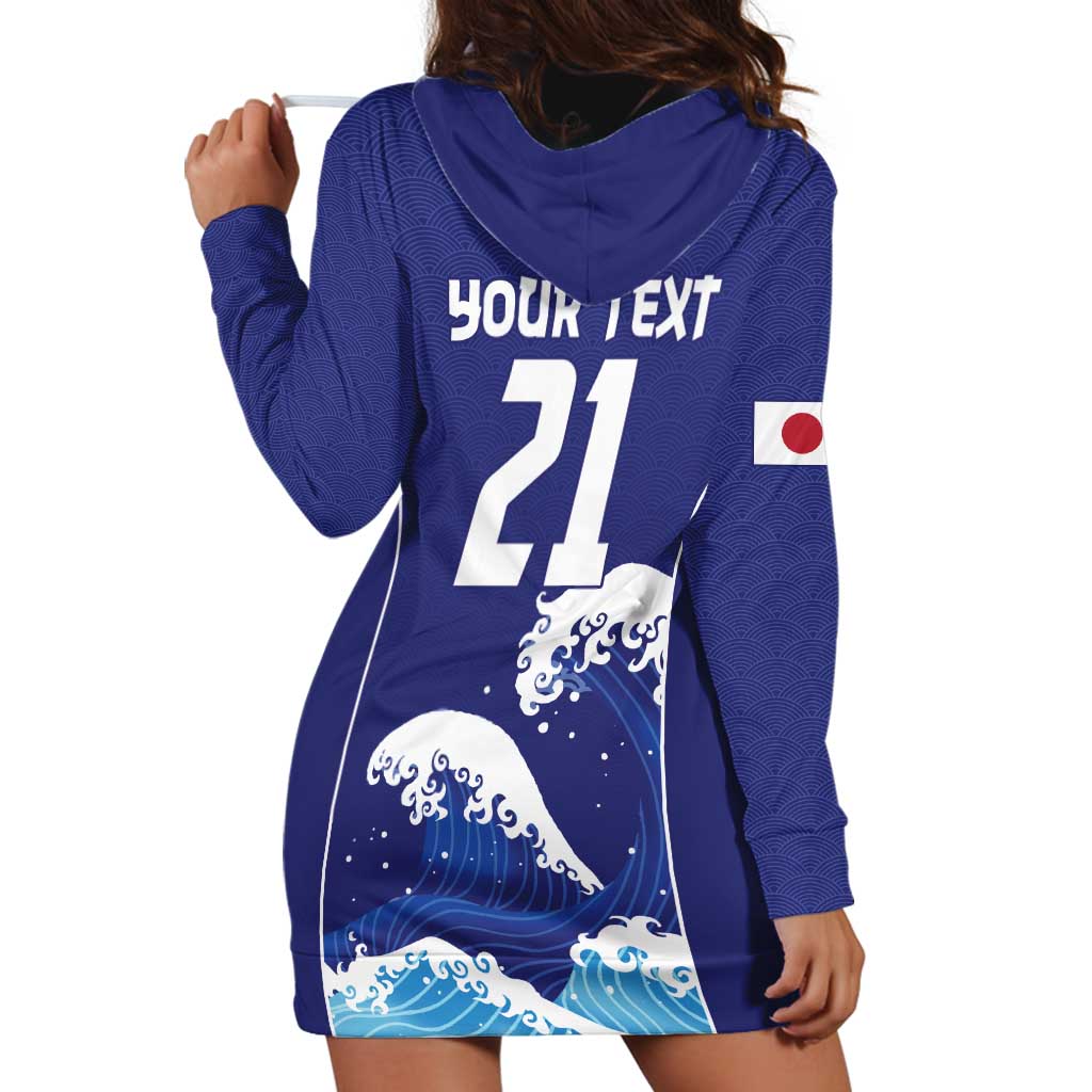 Japan Pacific Rugby Custom Hoodie Dress Go Sakura Japanese Wave Pattern