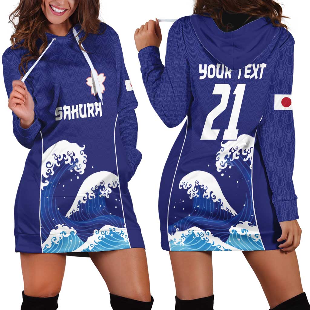 Japan Pacific Rugby Custom Hoodie Dress Go Sakura Japanese Wave Pattern