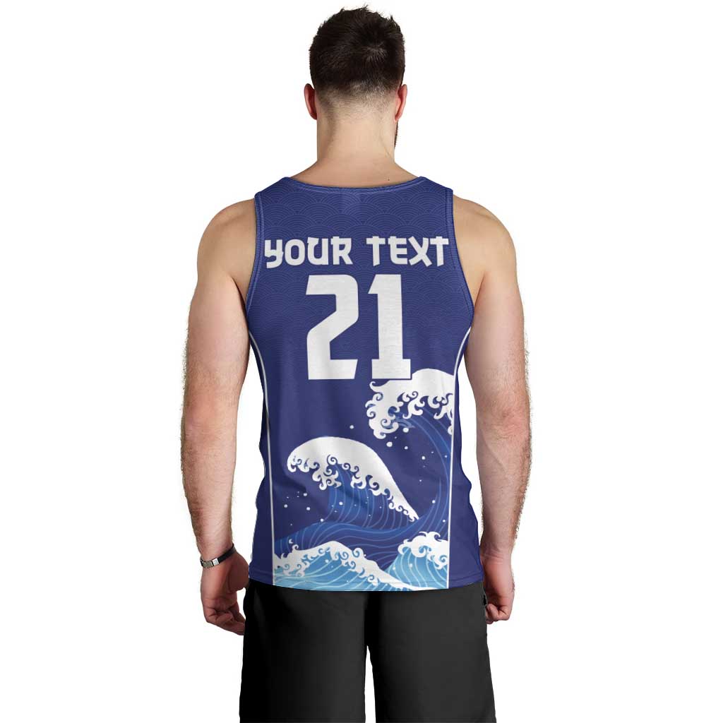 Japan Pacific Rugby Custom Men Tank Top Go Sakura Japanese Wave Pattern