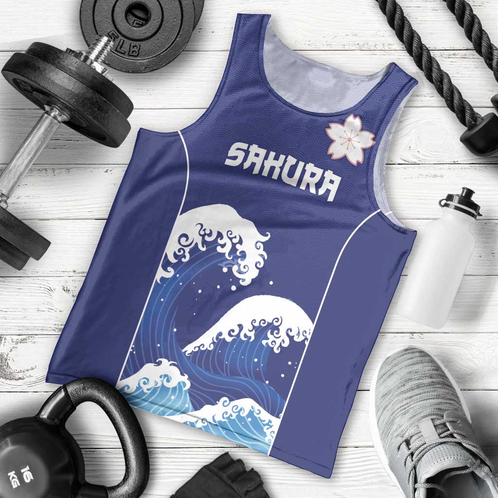Japan Pacific Rugby Custom Men Tank Top Go Sakura Japanese Wave Pattern