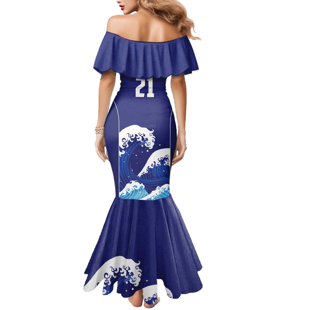 Japan Pacific Rugby Custom Mermaid Dress Go Sakura Japanese Wave Pattern