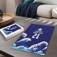 Japan Pacific Rugby Custom Puzzle Go Sakura Japanese Wave Pattern - Polynesian Pride