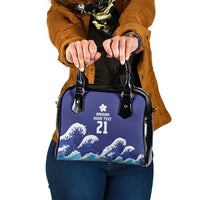 Japan Pacific Rugby Custom Shoulder Handbag Go Sakura Japanese Wave Pattern