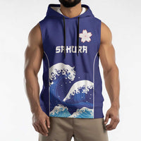 Japan Pacific Rugby Custom Sleeveless Hoodie Go Sakura Japanese Wave Pattern - Polynesian Pride