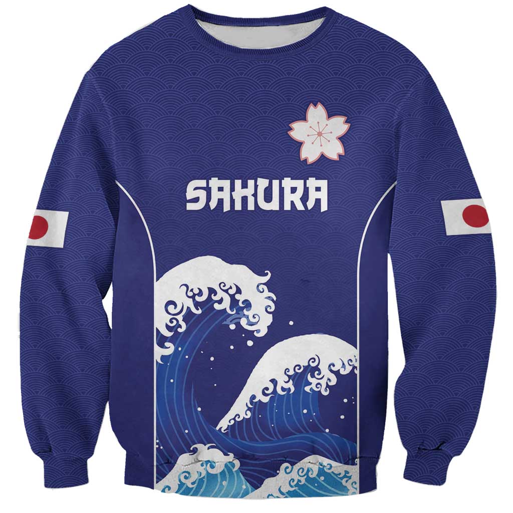 Japan Pacific Rugby Custom Sweatshirt Go Sakura Japanese Wave Pattern