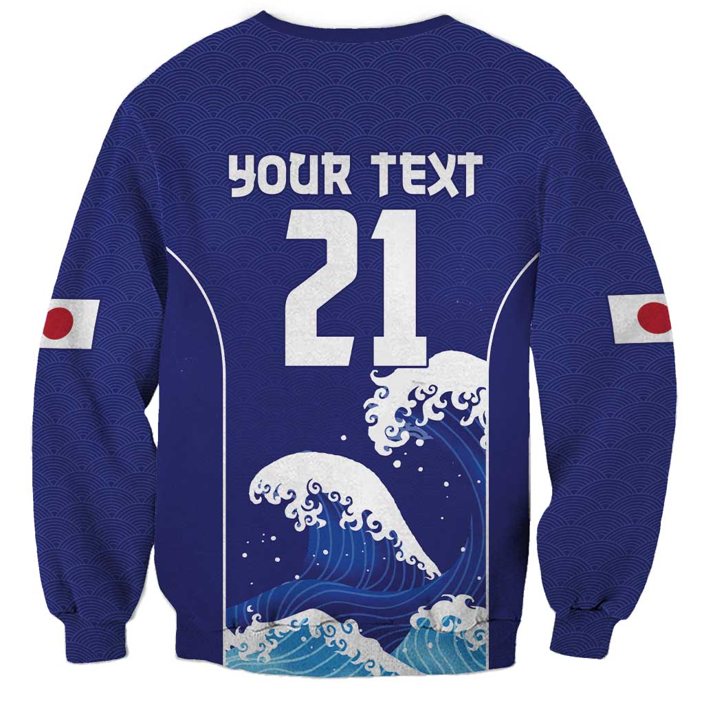 Japan Pacific Rugby Custom Sweatshirt Go Sakura Japanese Wave Pattern
