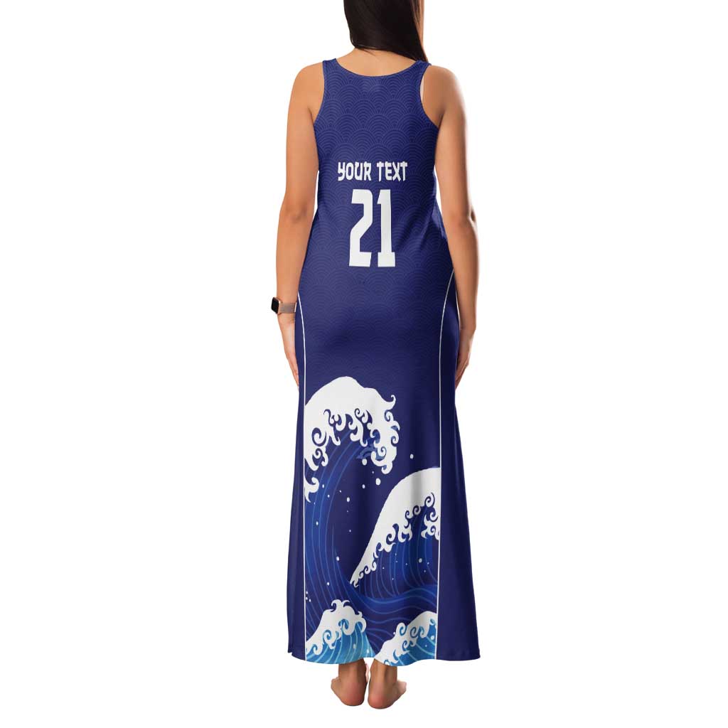 Japan Pacific Rugby Custom Tank Maxi Dress Go Sakura Japanese Wave Pattern