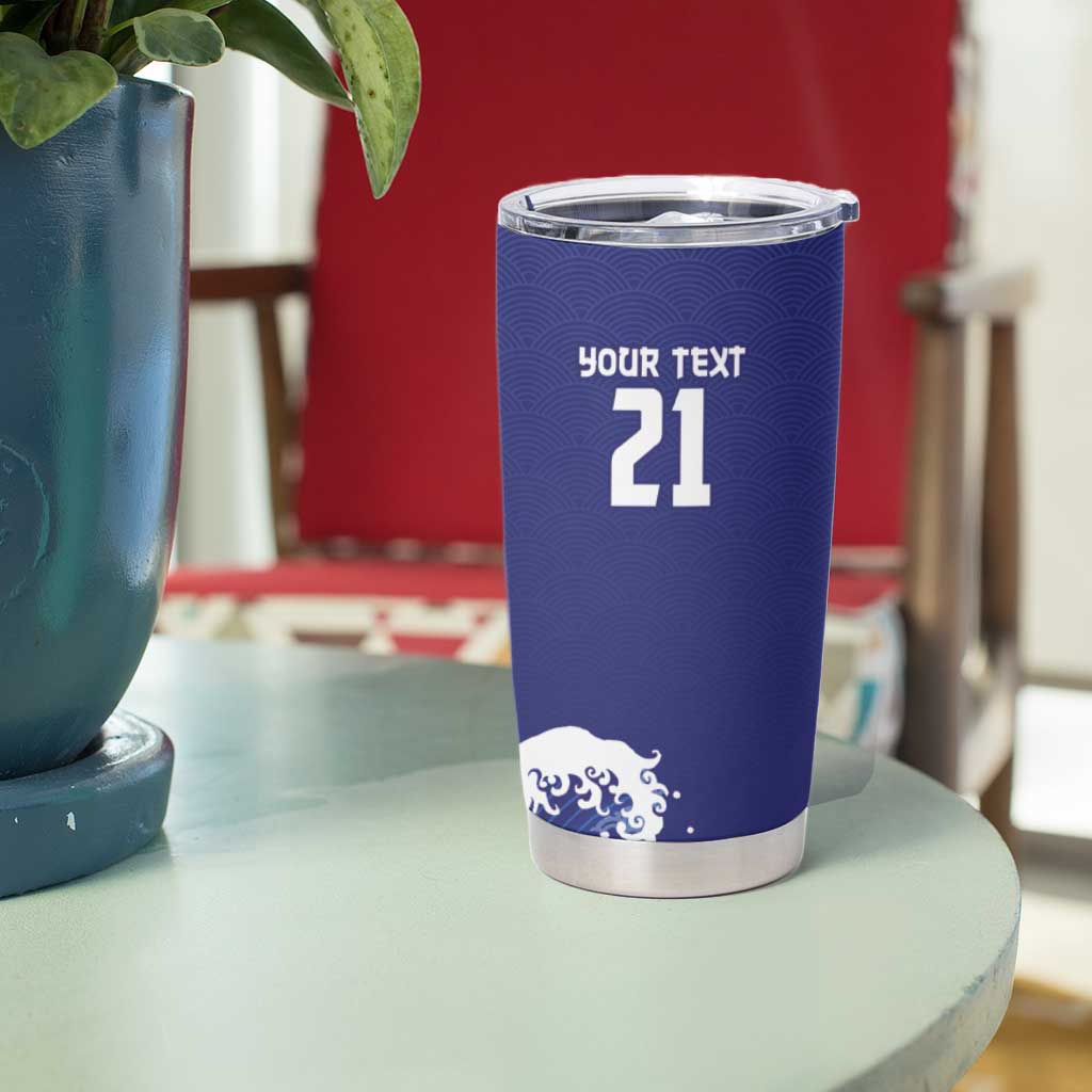 Japan Pacific Rugby Custom Tumbler Cup Go Sakura Japanese Wave Pattern
