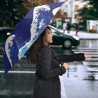 Japan Pacific Rugby Custom Umbrella Go Sakura Japanese Wave Pattern - Polynesian Pride