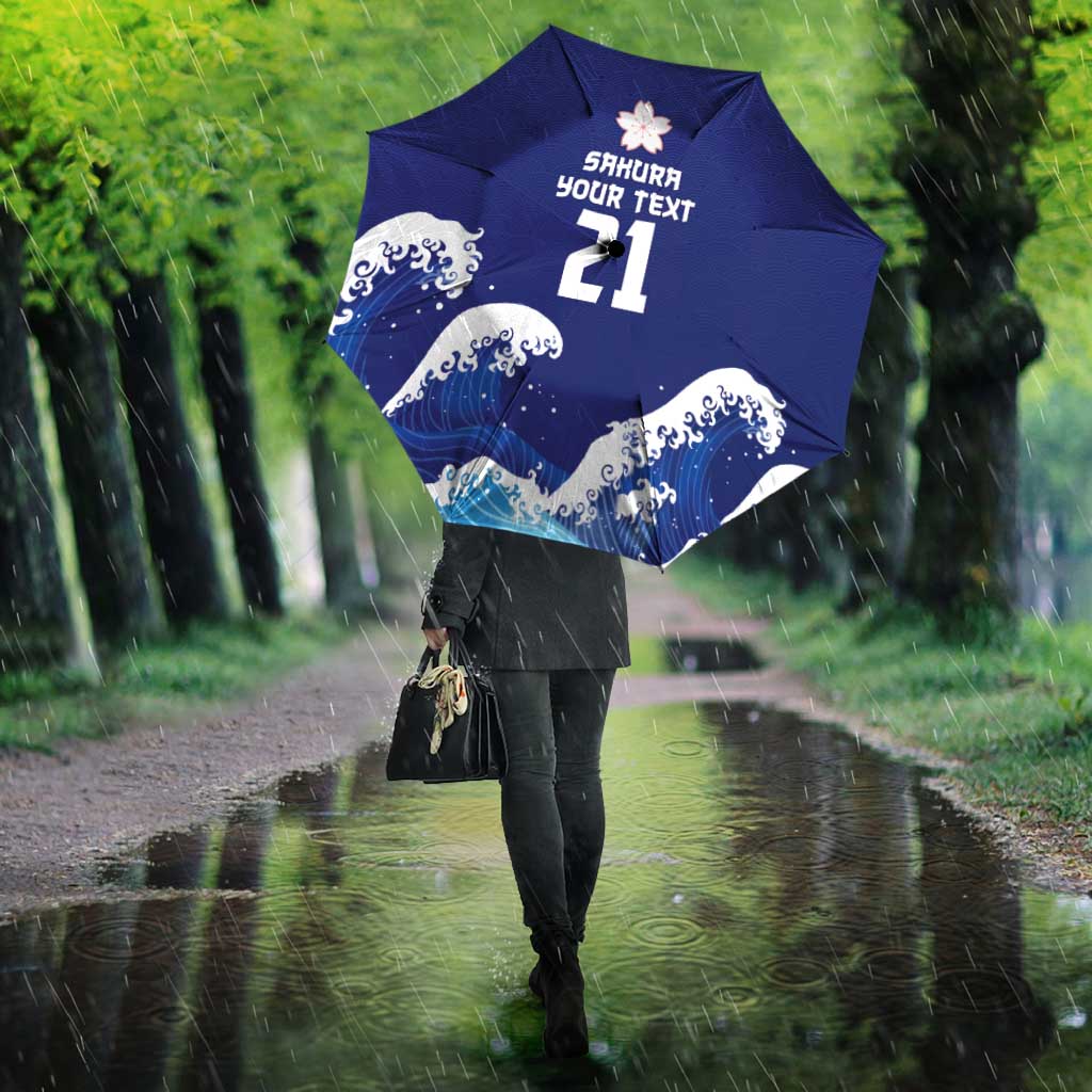 Japan Pacific Rugby Custom Umbrella Go Sakura Japanese Wave Pattern - Polynesian Pride