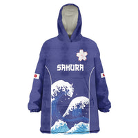 Japan Pacific Rugby Custom Wearable Blanket Hoodie Go Sakura Japanese Wave Pattern