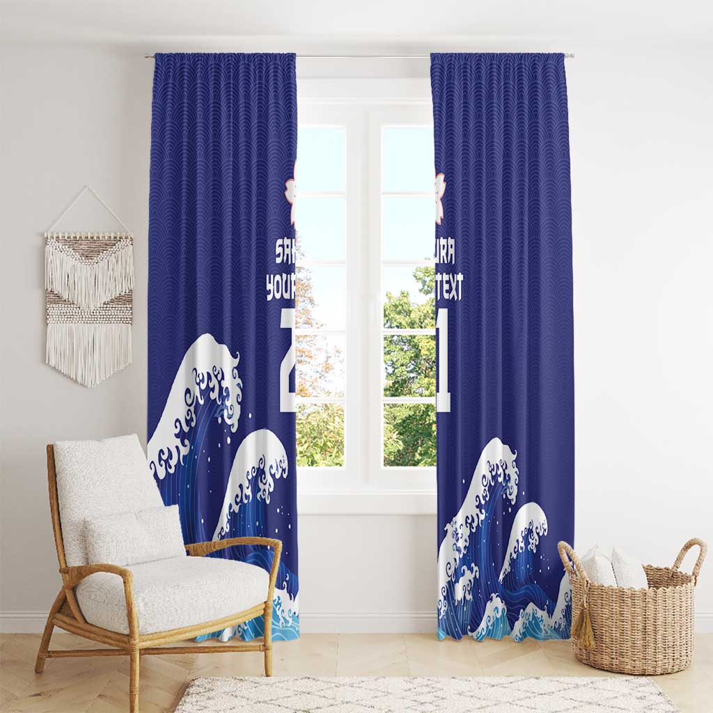 Japan Pacific Rugby Custom Window Curtain Go Sakura Japanese Wave Pattern LT9 - Polynesian Pride