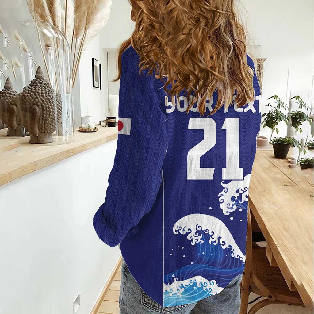 Japan Pacific Rugby Custom Women Casual Shirt Go Sakura Japanese Wave Pattern