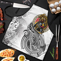 Japanese Samurai Warrior Apron White Polynesian Tattoo Style - Polynesian Pride