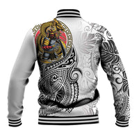 Japanese Samurai Warrior Baseball Jacket White Polynesian Tattoo Style LT9 - Polynesian Pride