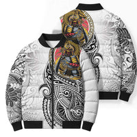 Japanese Samurai Warrior Bomber Puffer Jacket White Polynesian Tattoo Style LT9 - Polynesian Pride