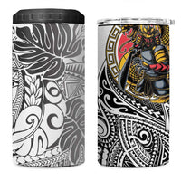 Japanese Samurai Warrior 4 in 1 Can Cooler Tumbler White Polynesian Tattoo Style LT9 One Size: 16 oz White - Polynesian Pride