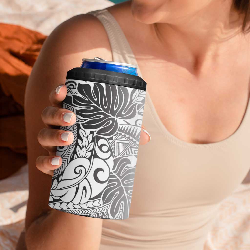 Japanese Samurai Warrior 4 in 1 Can Cooler Tumbler White Polynesian Tattoo Style LT9 - Polynesian Pride