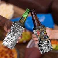 Japanese Samurai Warrior 4 in 1 Can Cooler Tumbler White Polynesian Tattoo Style LT9 - Polynesian Pride