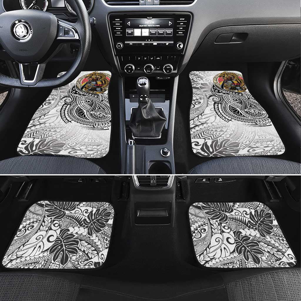 Japanese Samurai Warrior Car Mats White Polynesian Tattoo Style LT9 Set 4pcs White - Polynesian Pride
