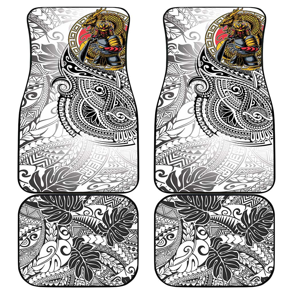 Japanese Samurai Warrior Car Mats White Polynesian Tattoo Style LT9 - Polynesian Pride