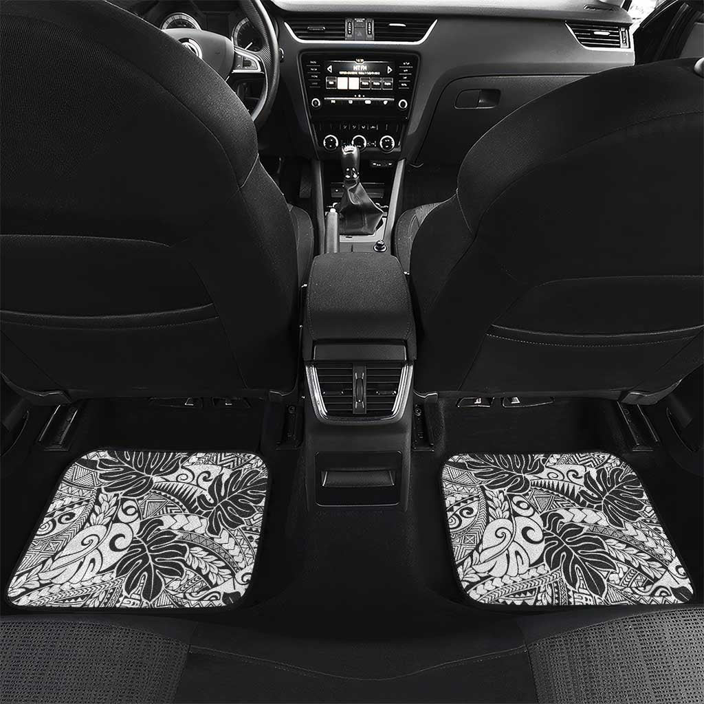Japanese Samurai Warrior Car Mats White Polynesian Tattoo Style LT9 Set 2pcs - Back White - Polynesian Pride