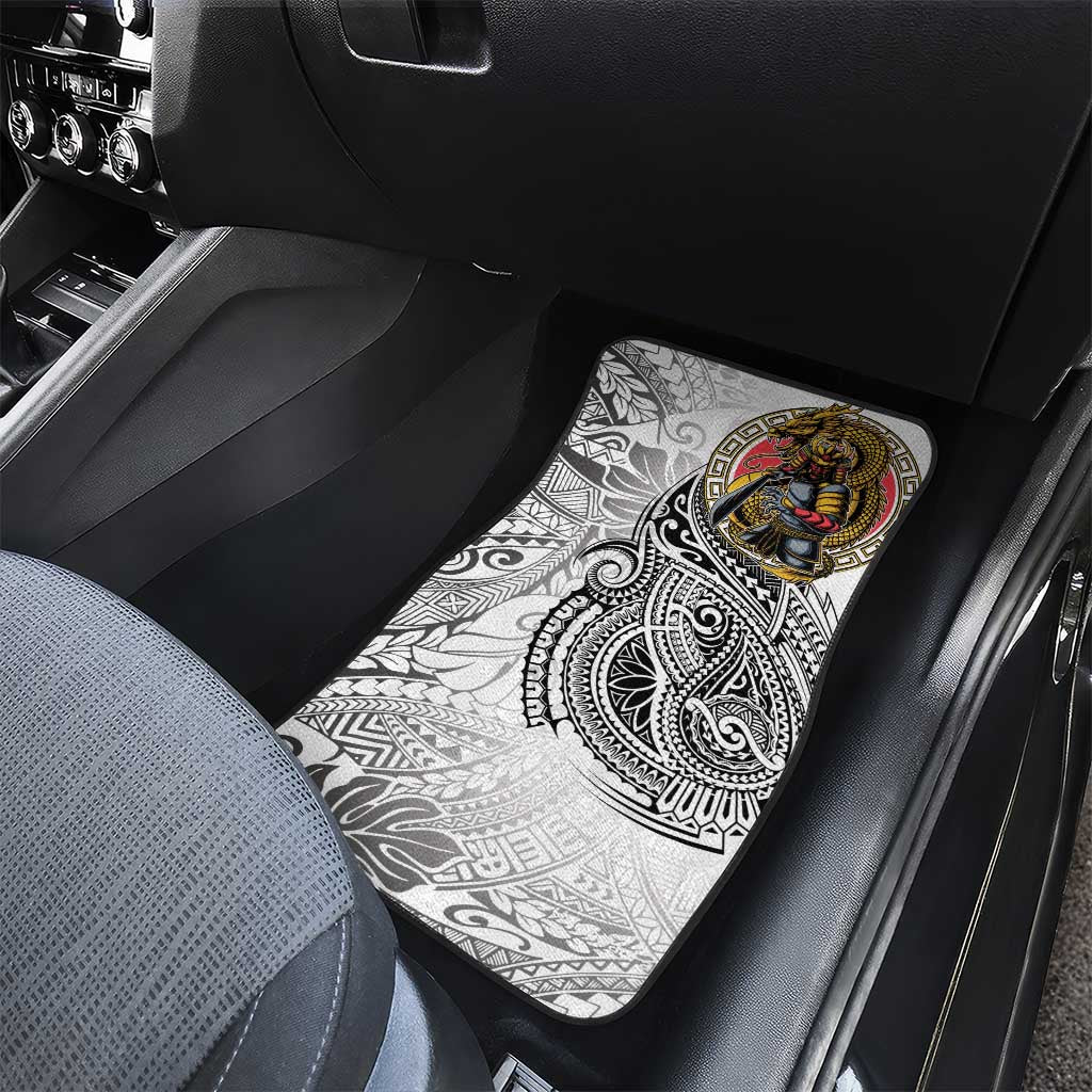 Japanese Samurai Warrior Car Mats White Polynesian Tattoo Style LT9 - Polynesian Pride