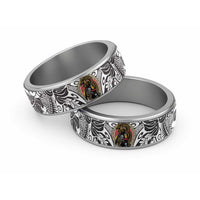 Japanese Samurai Warrior Classic Ring White Polynesian Tattoo Style LT9 Sliver White - Polynesian Pride